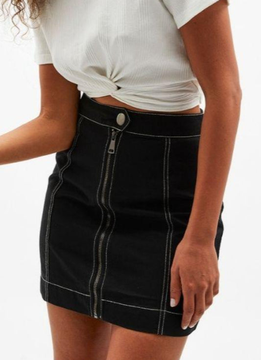 Joyce Exposed Zip Mini Skirt